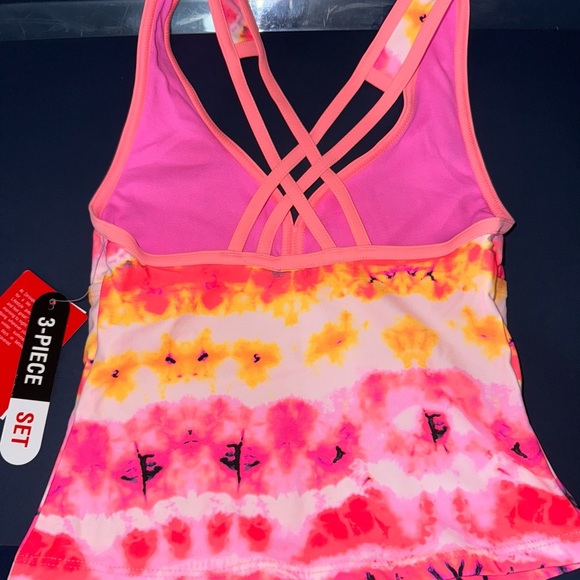 Girls Zeroxposur Vibrant Pink Tankini Set - Picture 2 of 4